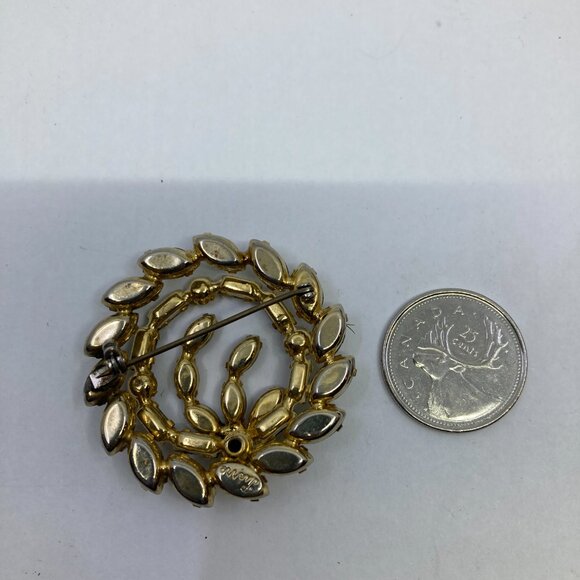 Vtg 1960 PIERRE grayish yellow rhinestone crystal brooch - Picture 2 of 2
